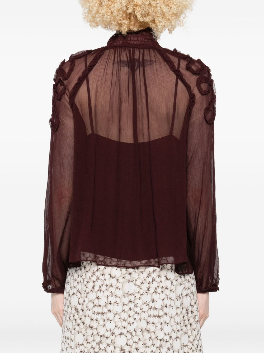 ruffled high-neck blouse - 4