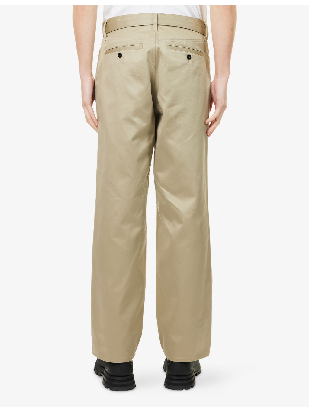 Belted Straight-Leg Cotton Chino Trousers - 4