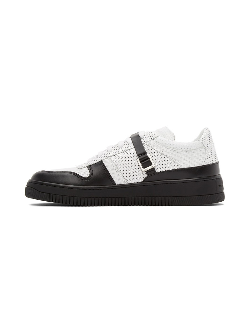 White & Black Buckle Sneakers 3