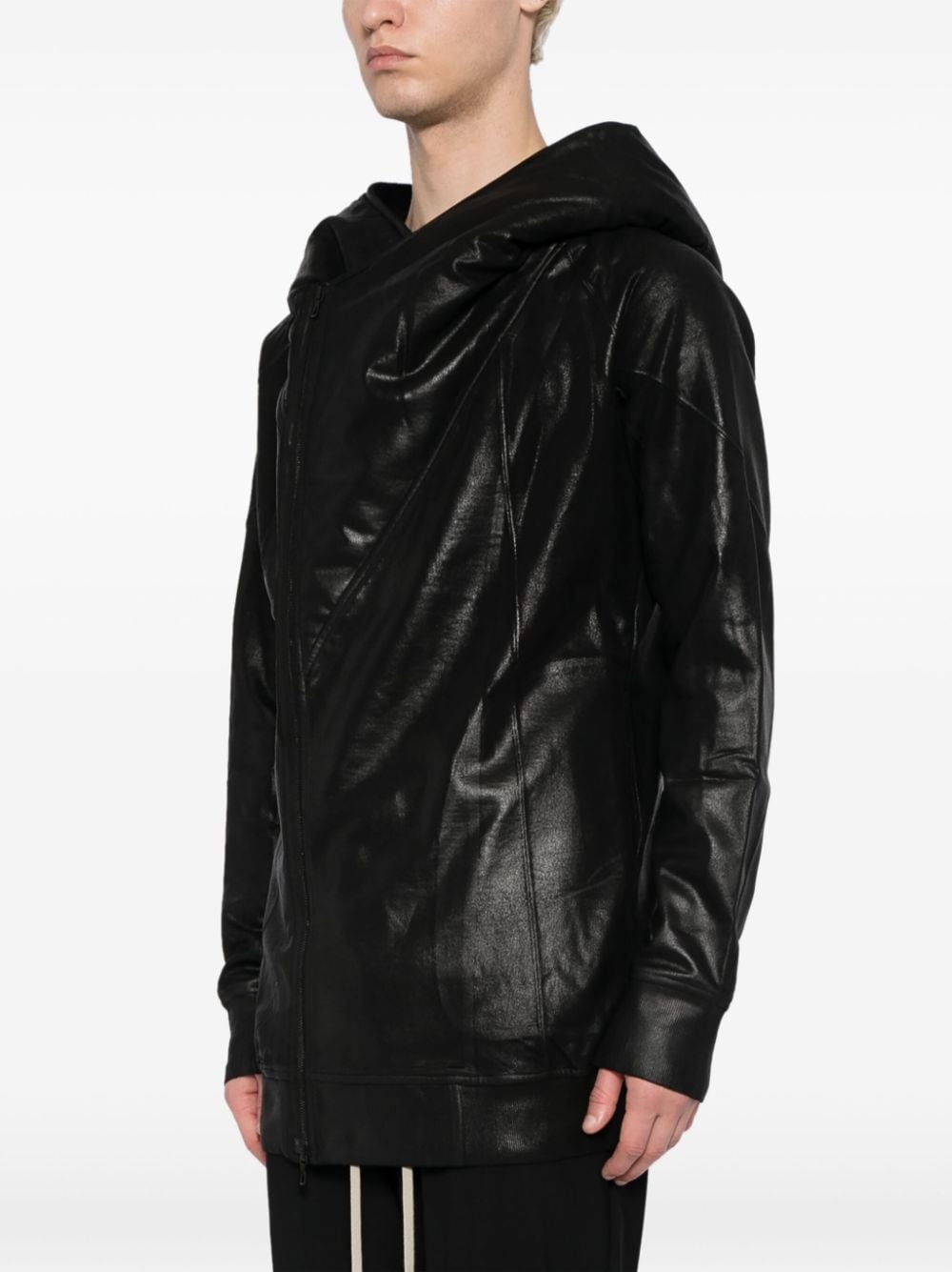 off-centre faux-leather jacket - 3