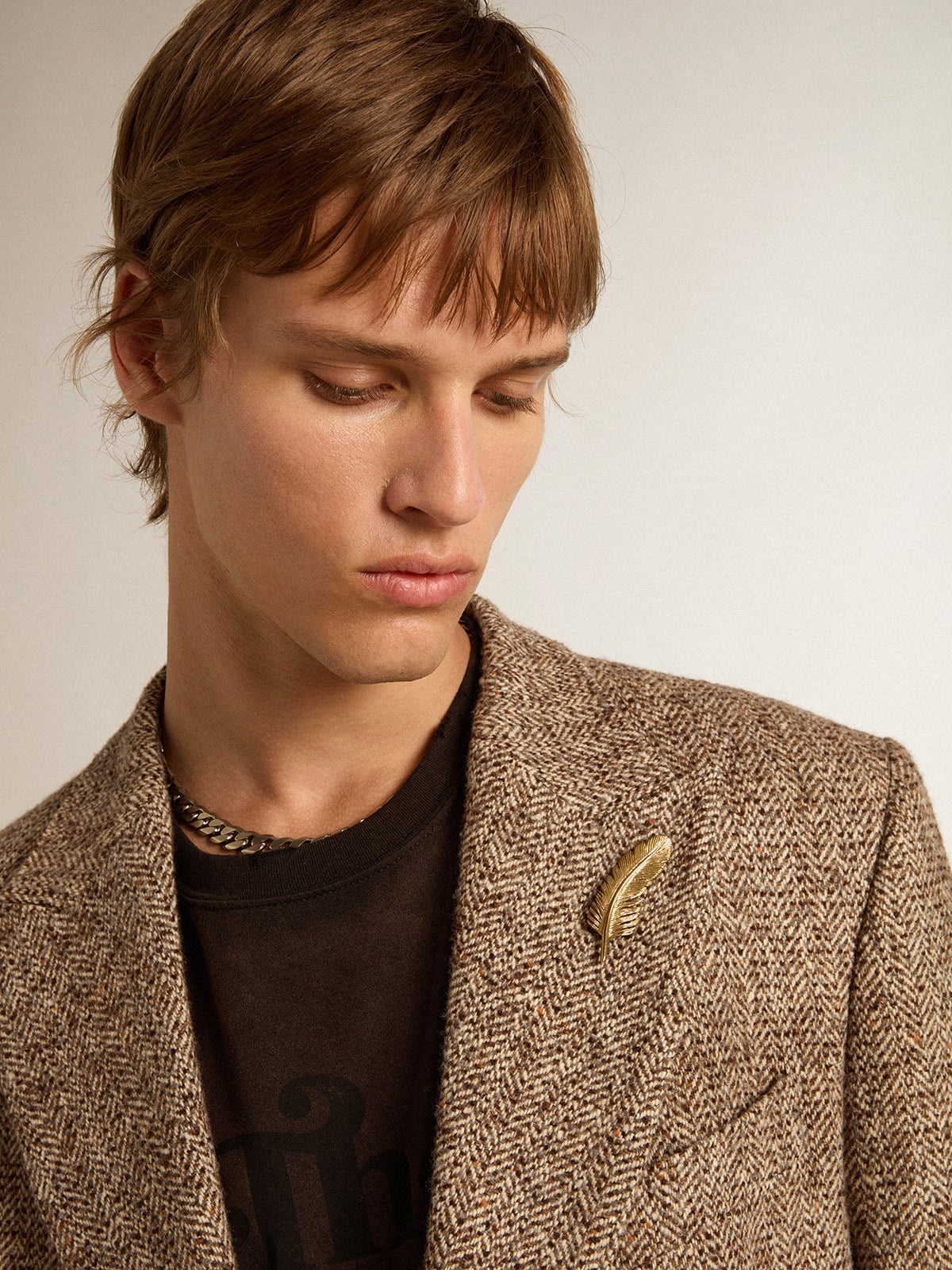 Men’s brown double-breasted blazer with button fastening - 2