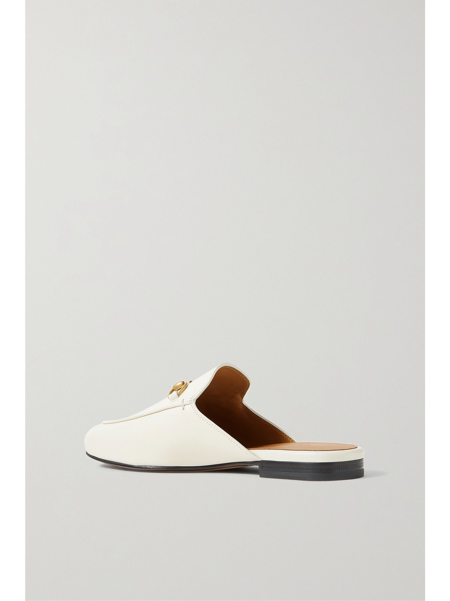 Princetown horsebit-detailed leather slippers White - 3