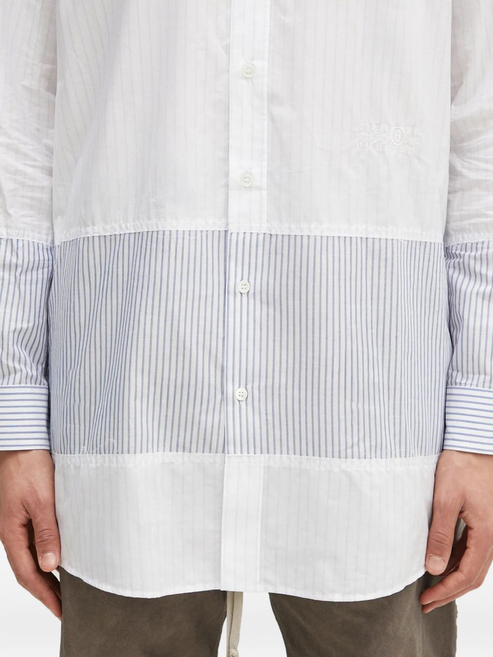 pinstripe panelled shirt - 5