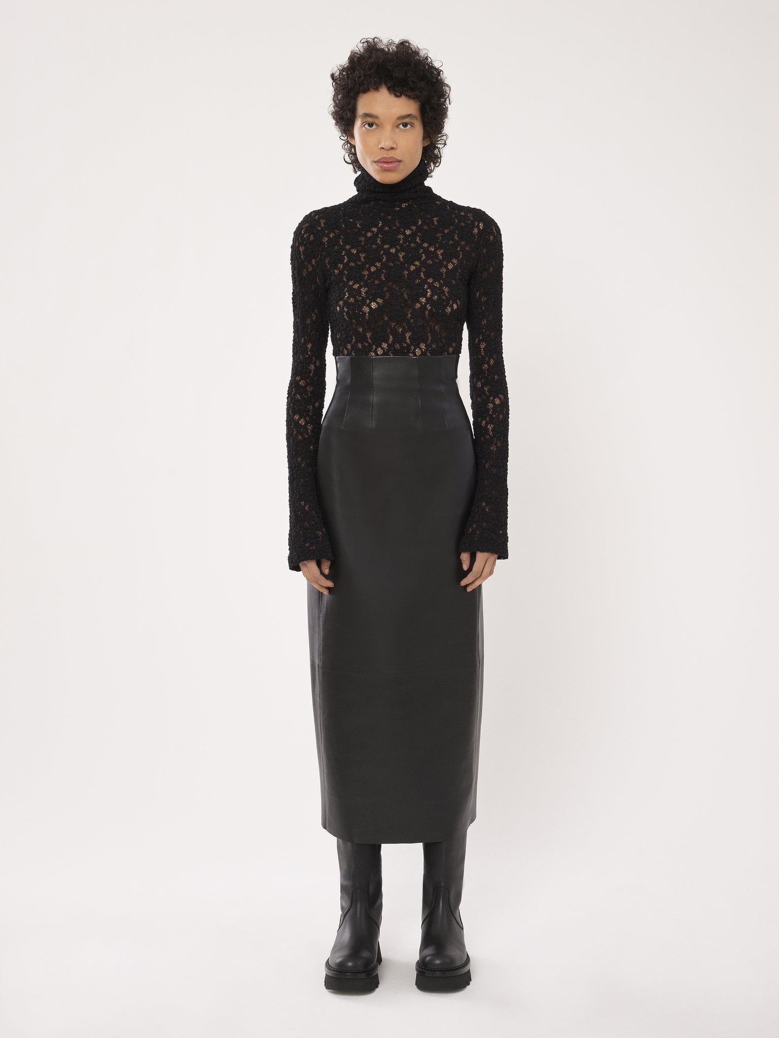 HIGH-WAISTED MIDI SKIRT - 3