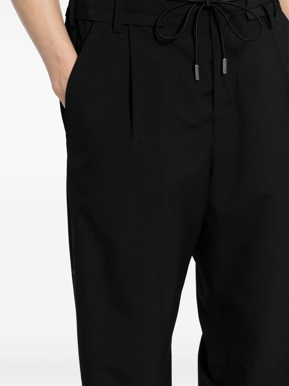 drawstring-fastening tapered trousers - 5