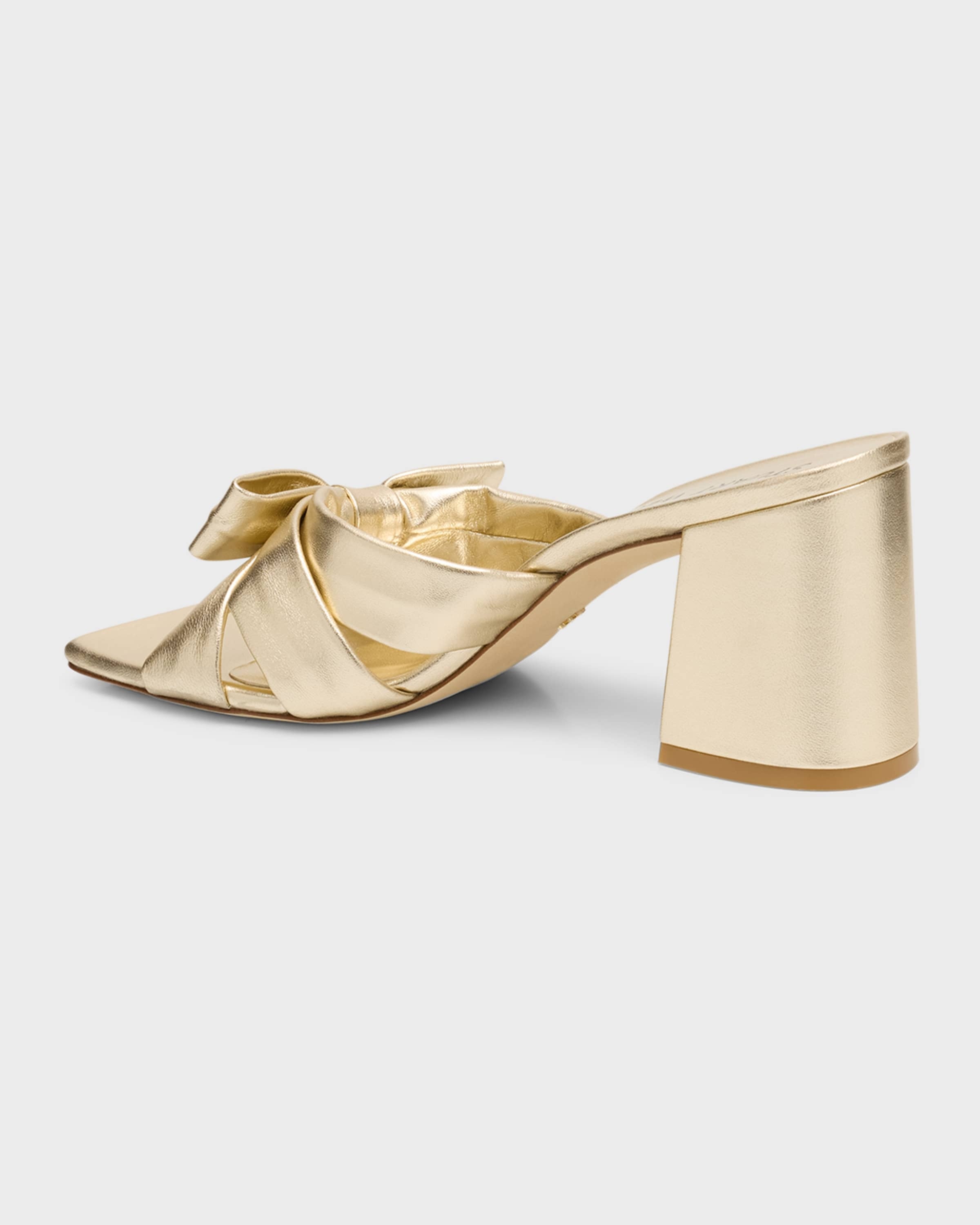 Sofia Metallic Leather Bow Mule Sandals - 3