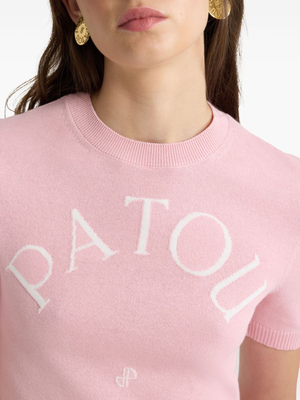 logo-jacquard knitted T-shirt - 5
