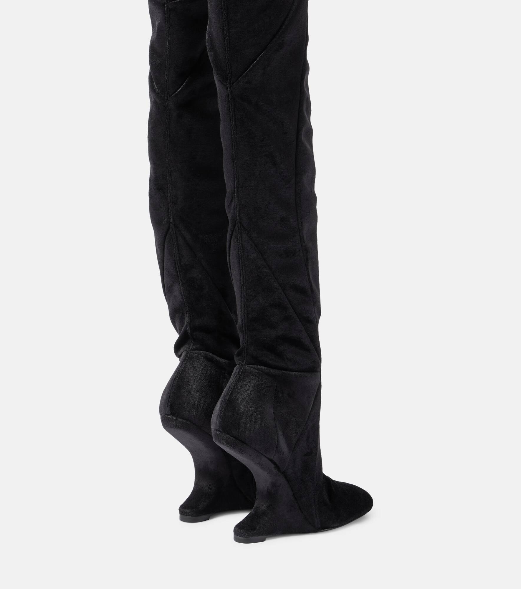 Cantilever velvet over-the-knee boots - 3