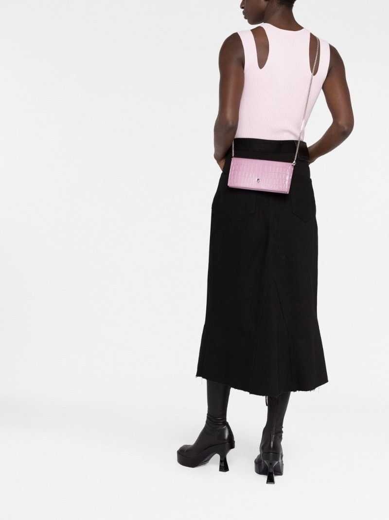 Alexander McQueen crocodile-embossed skull-stud crossbody bag outlook