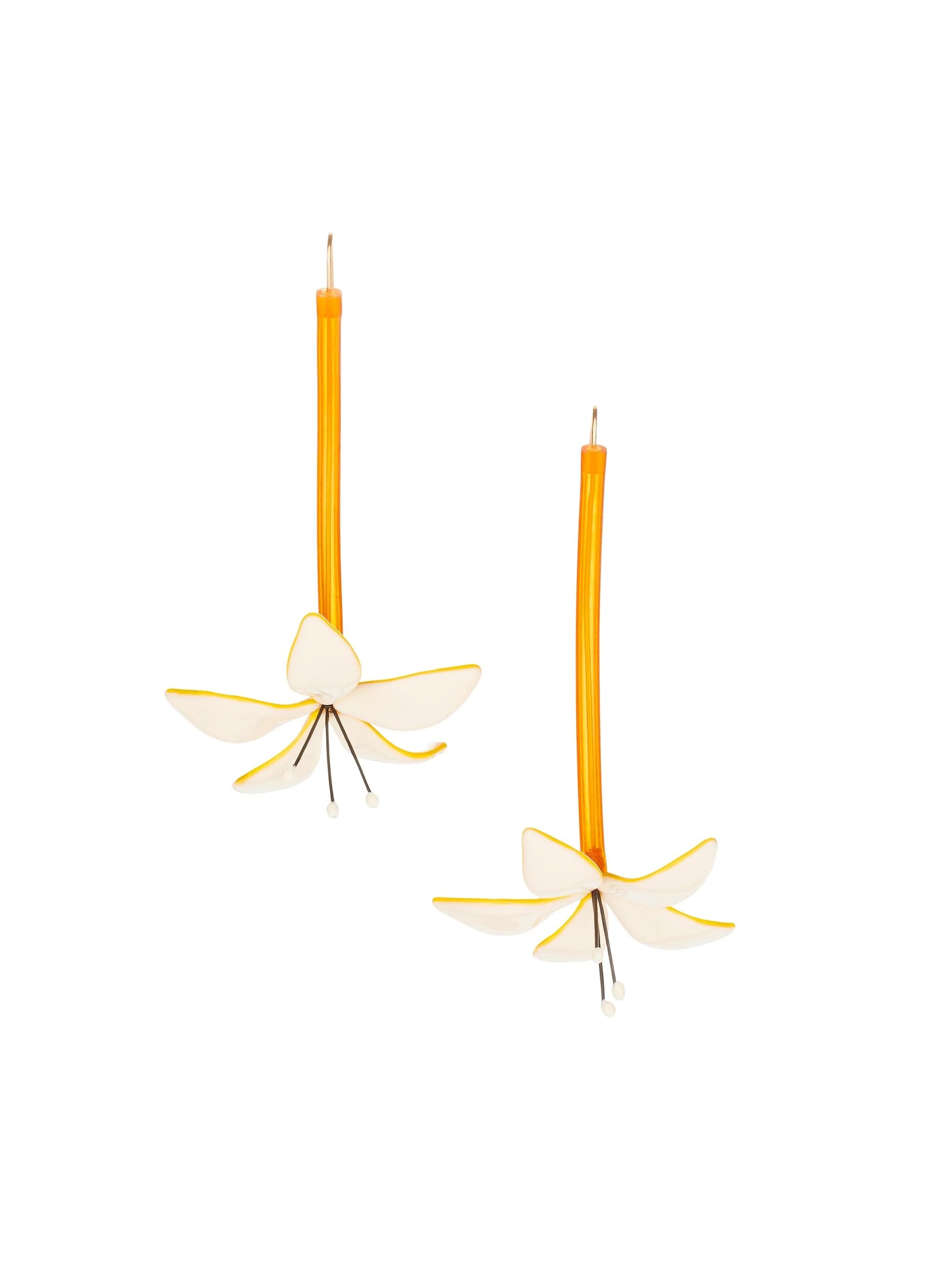 Women's Mixed-Media Flower Drop Earrings - White - 1