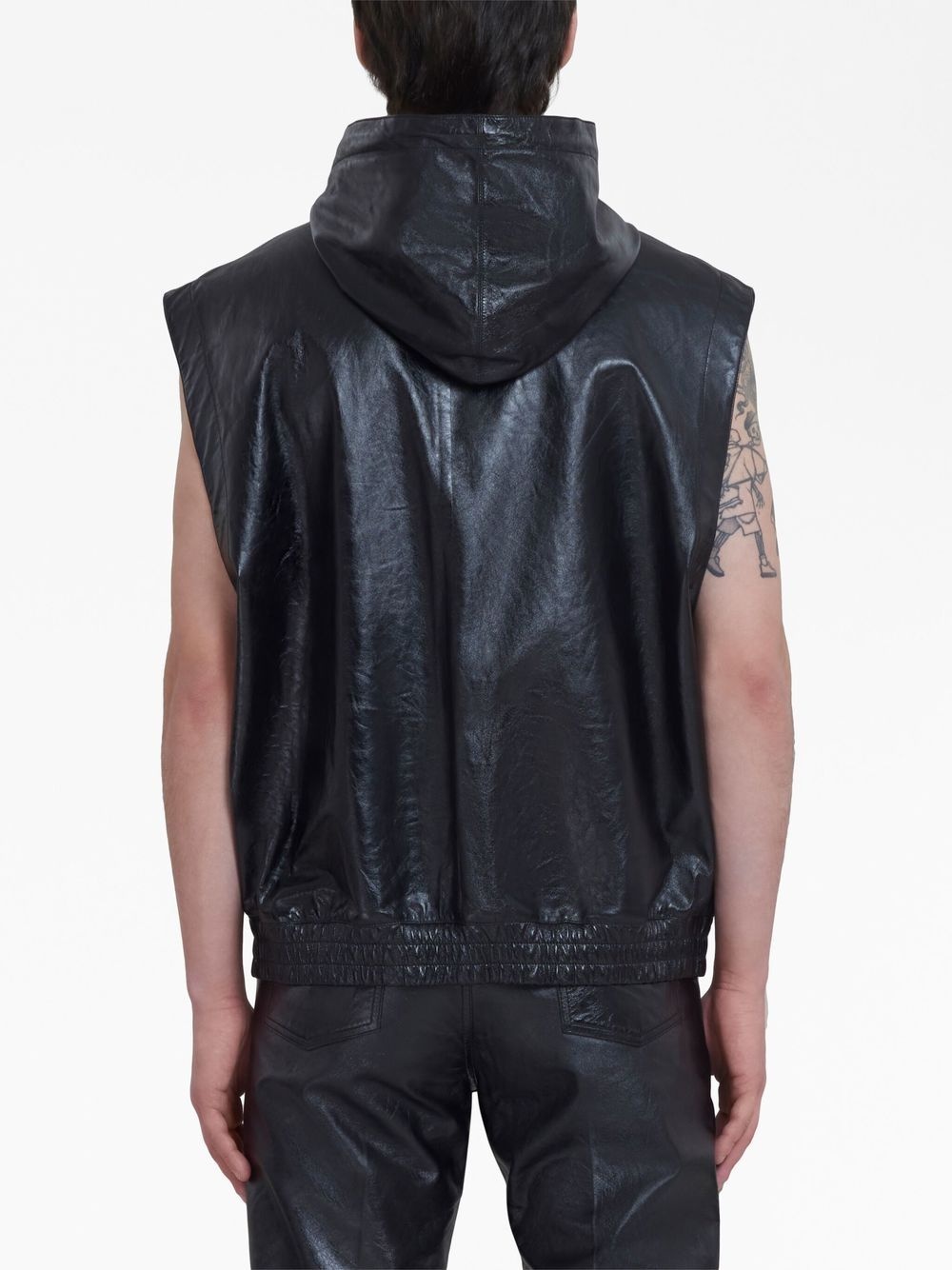 sleeveless leather jacket - 4