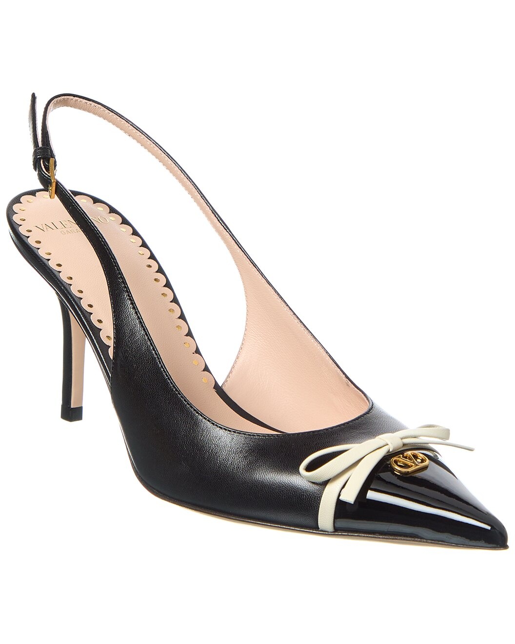 Valentino Bow 90 Leather Slingback Pump - 1