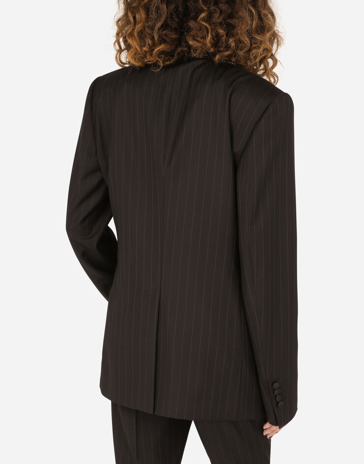 Single-breasted pinstripe jacket with embroidery - 5