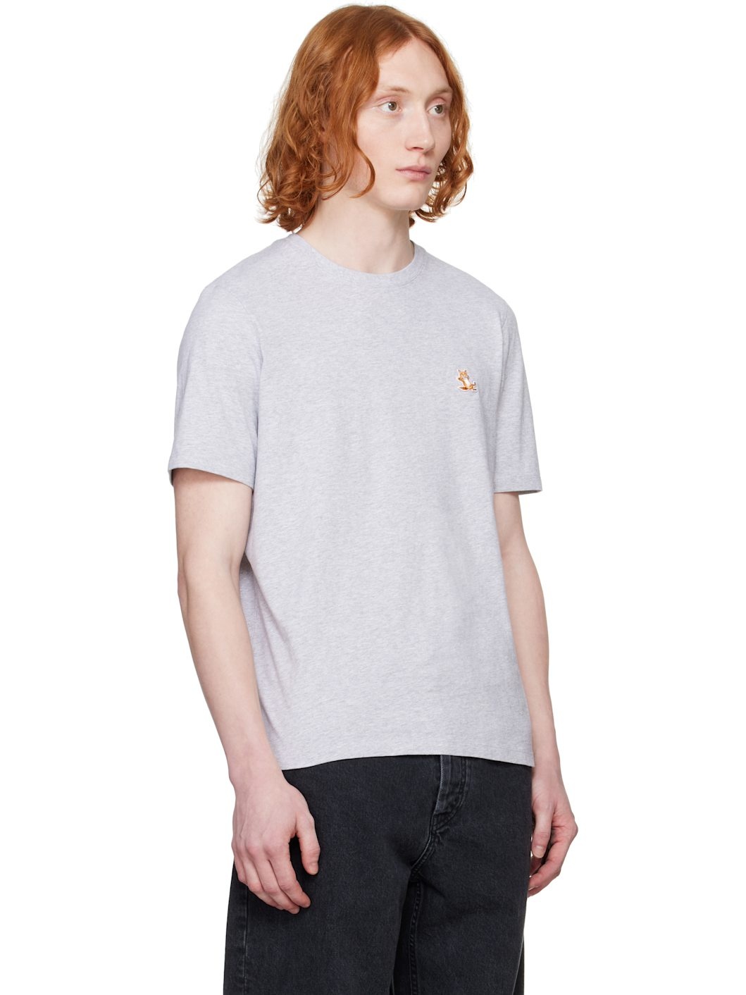 Gray Chillax Fox Patch Regular T-shirt - 2