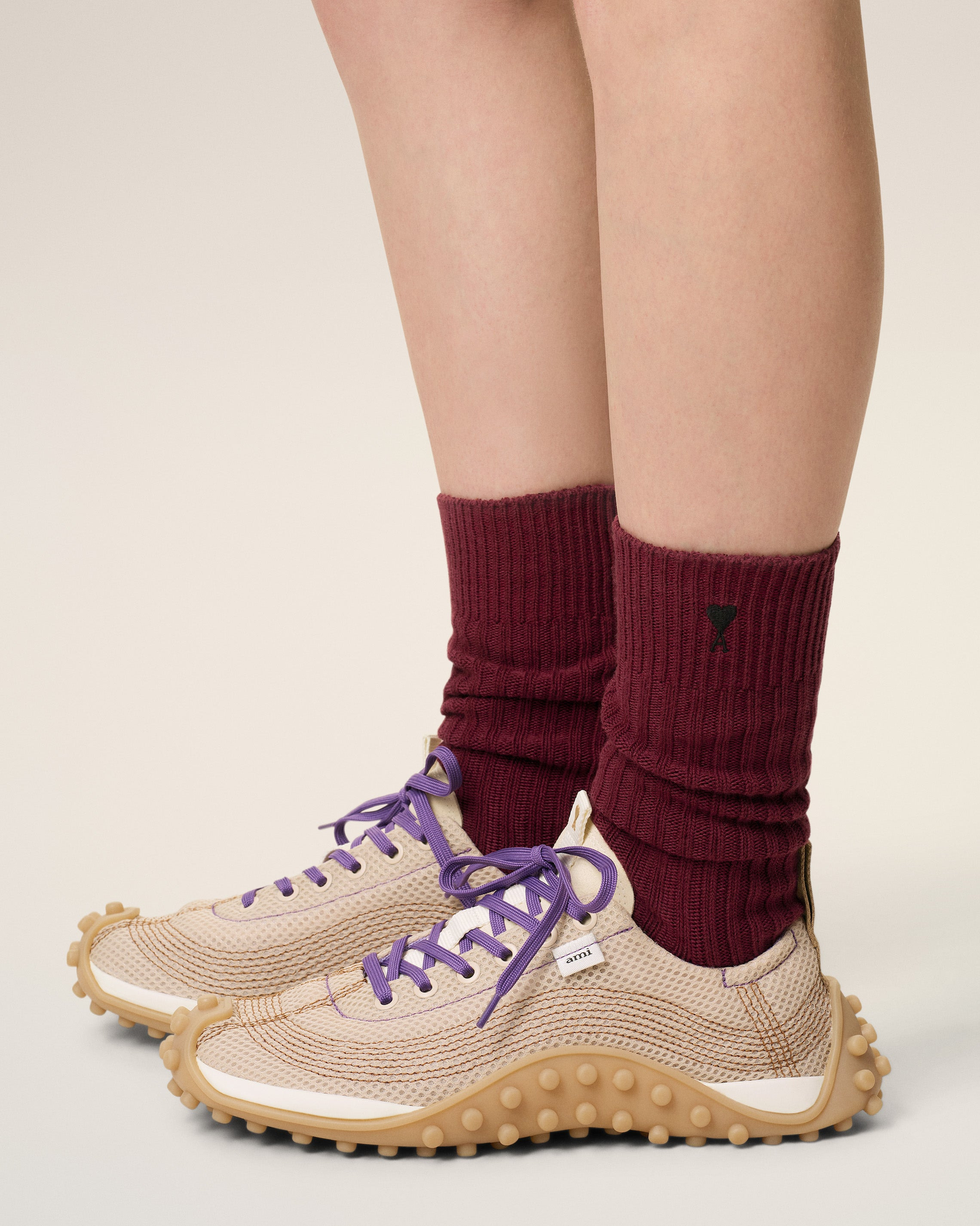 BURGUNDY COTTON AMI DE COEUR SOCKS - 3