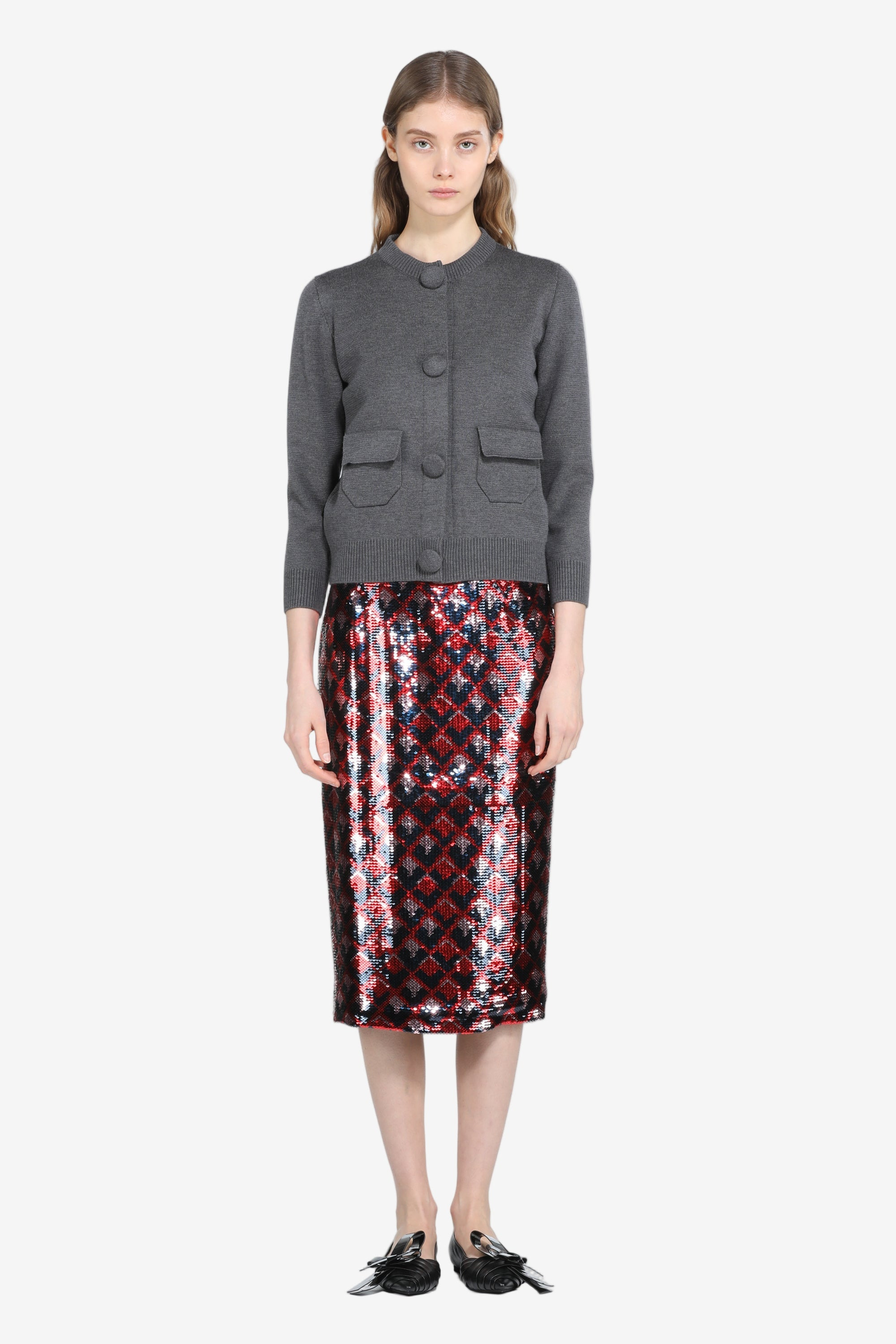 PENCIL SKIRT WITH SEQUINED FABRIC - 4