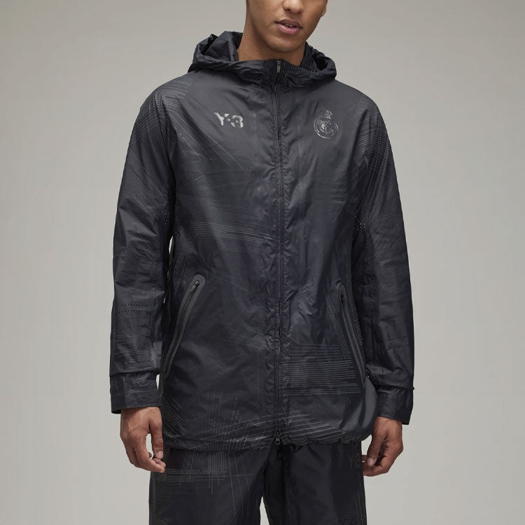 adidas x Y-3 Crossover real Madrid Full Print Stripe Logo Hooded Jacket Black HI0923 - 4