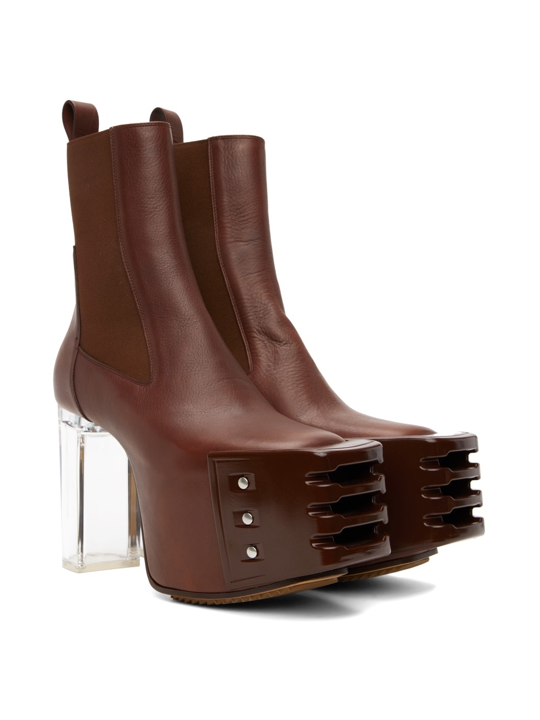 Brown Grilled Platforms 45 Chelsea Boots - 4