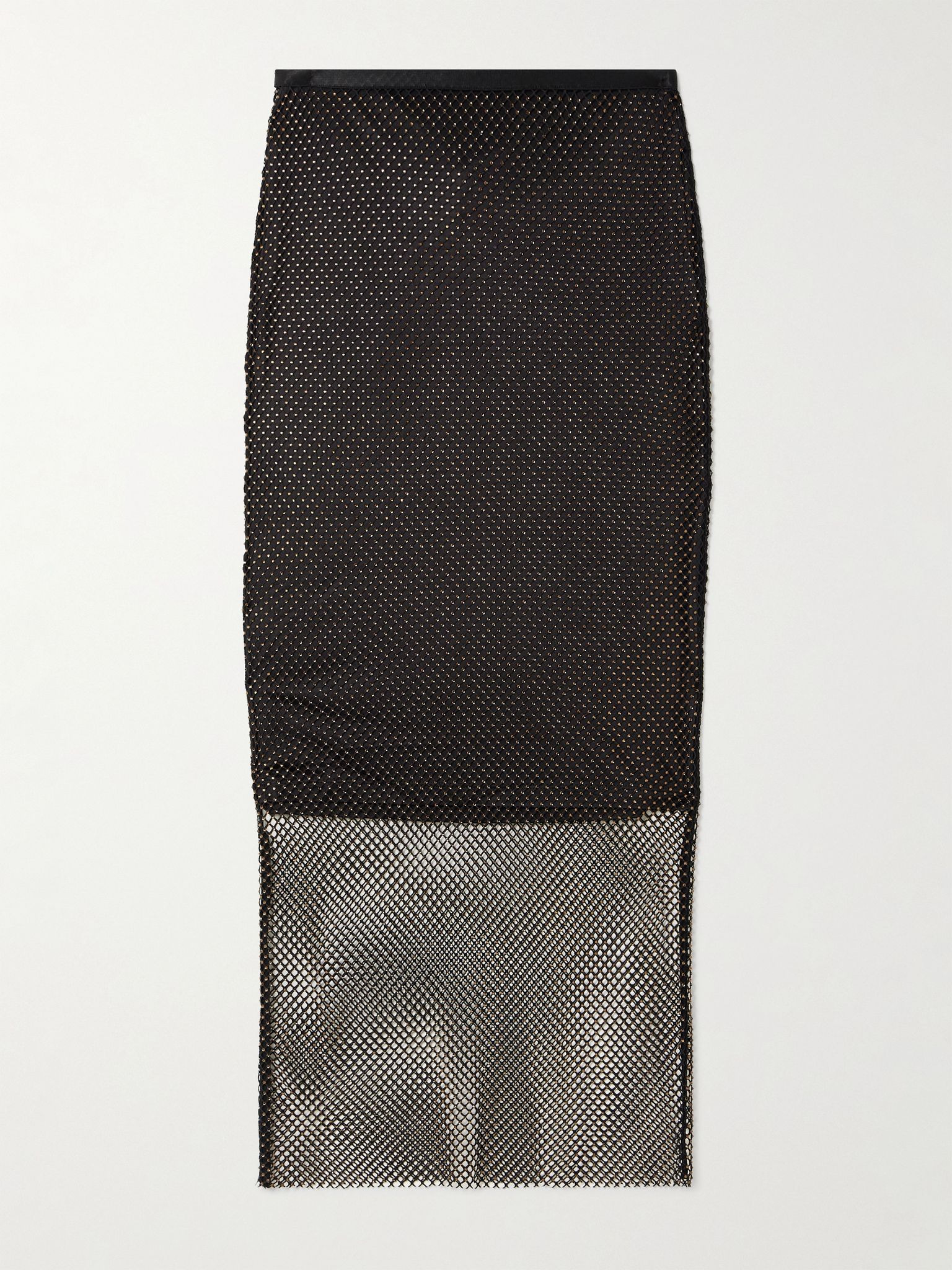 Rete crystal-embellished mesh midi skirt Black - 1