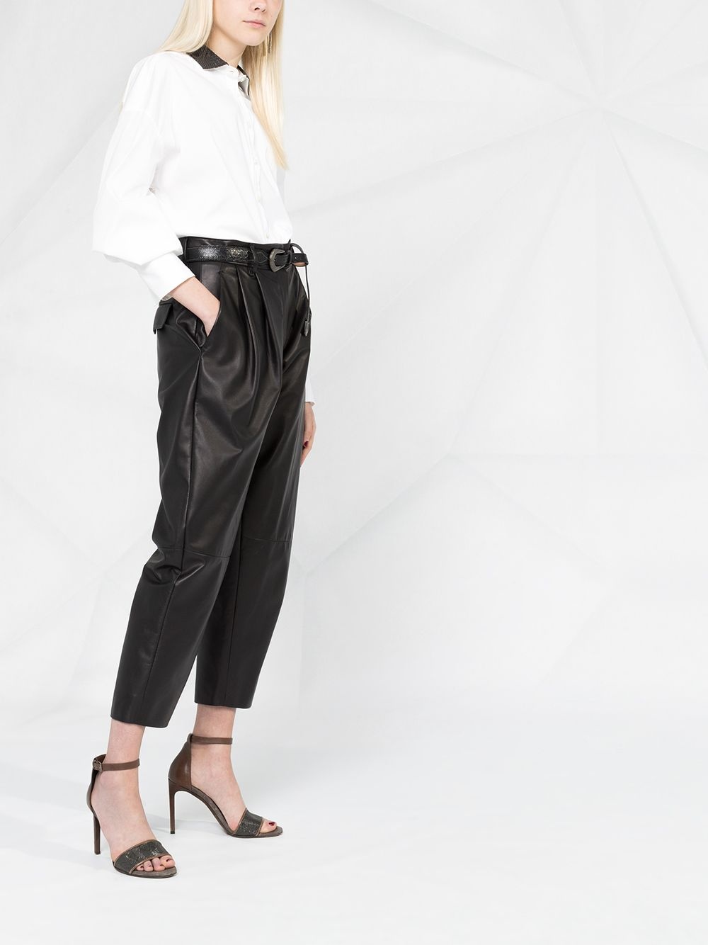 cropped high waisted trousers - 4