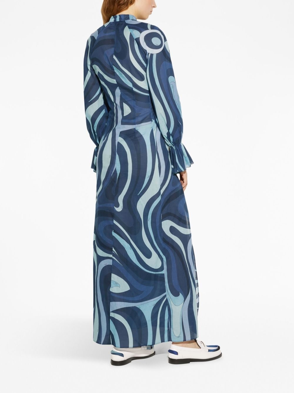 Marmo-print cotton maxi dress - 3