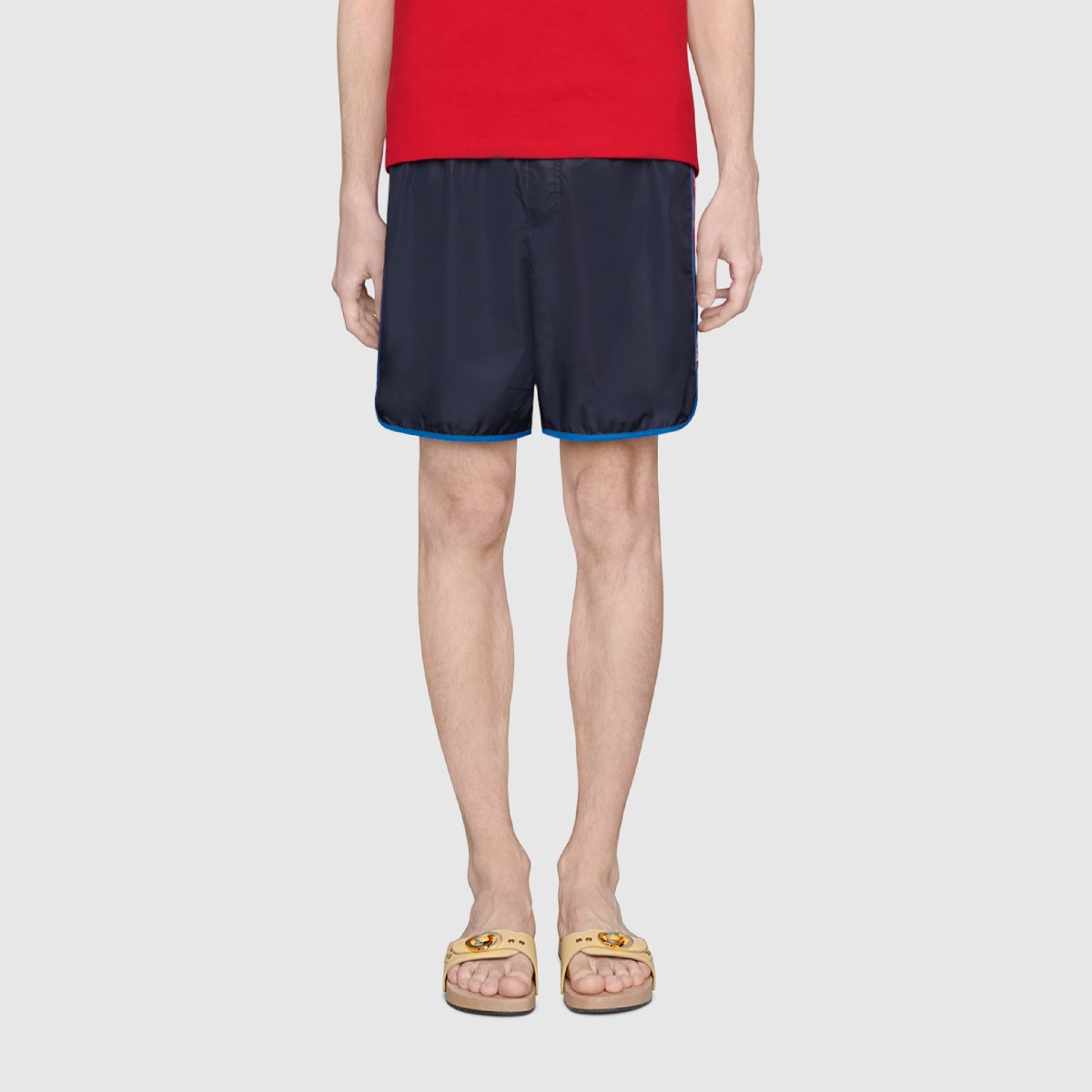 Nylon swim shorts with logo stripe - 3