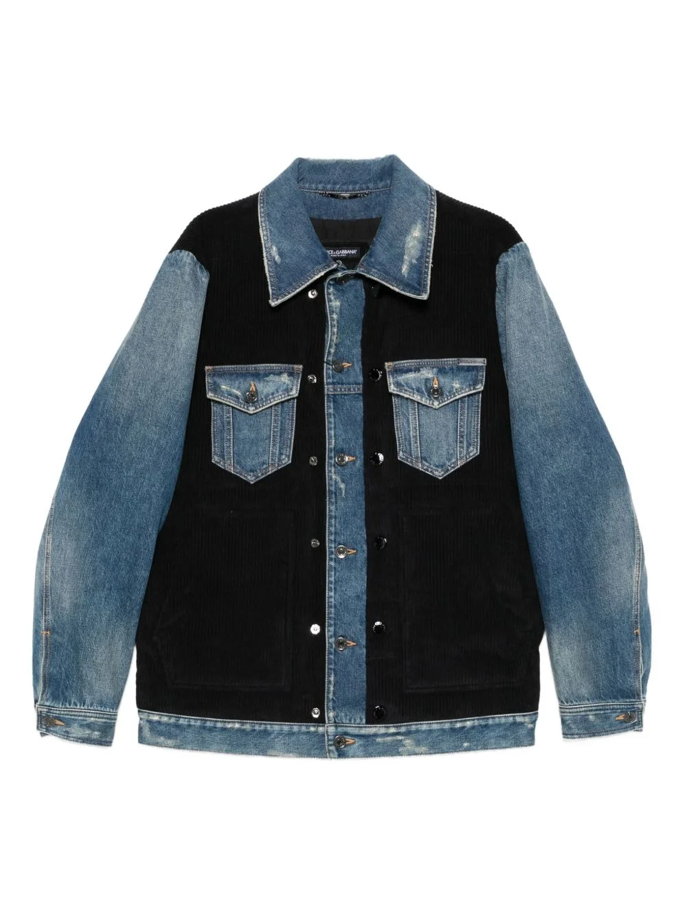 denim-panelled corduroy jacket - 1