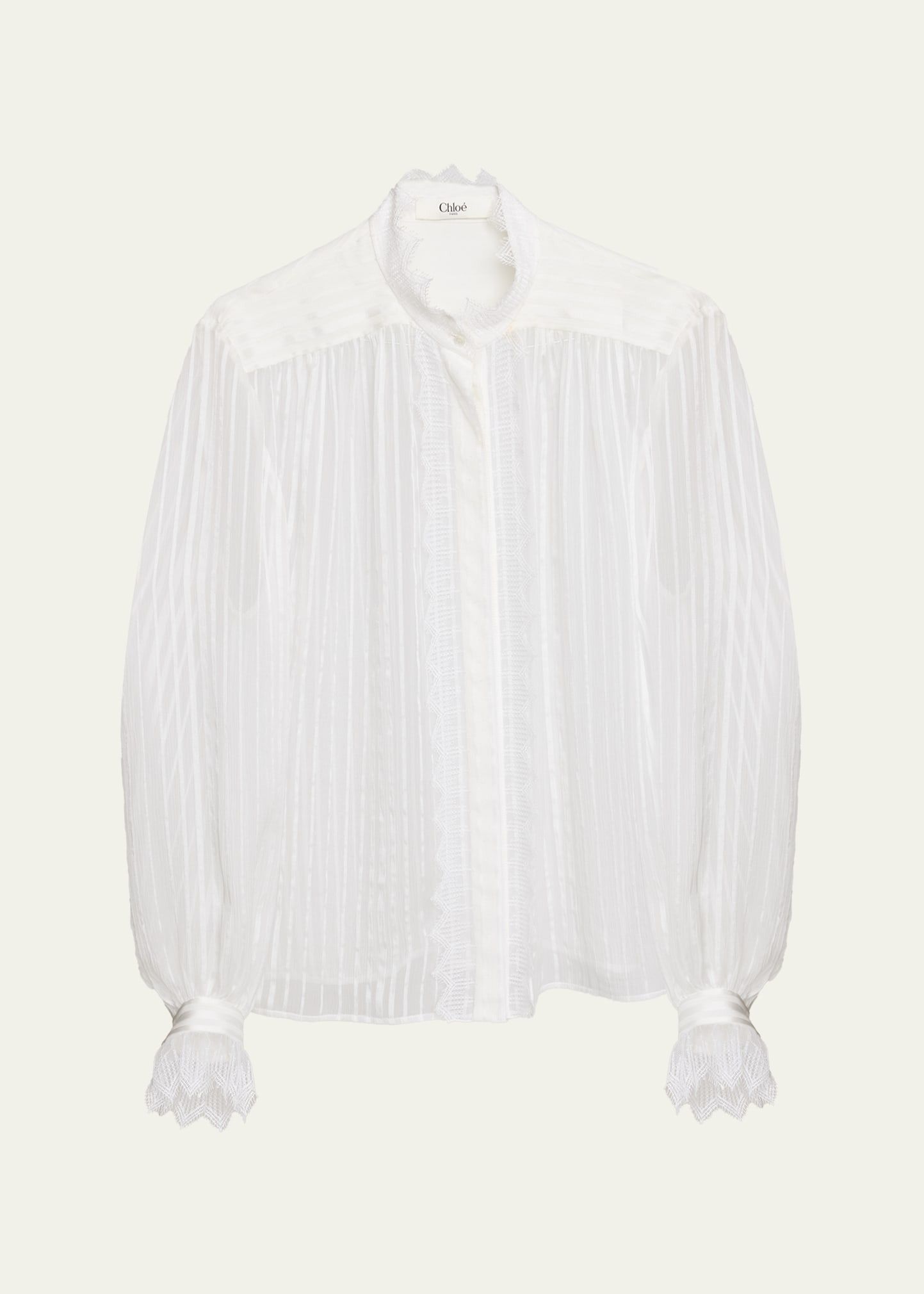 Tonal Striped Silk Blouse - 1