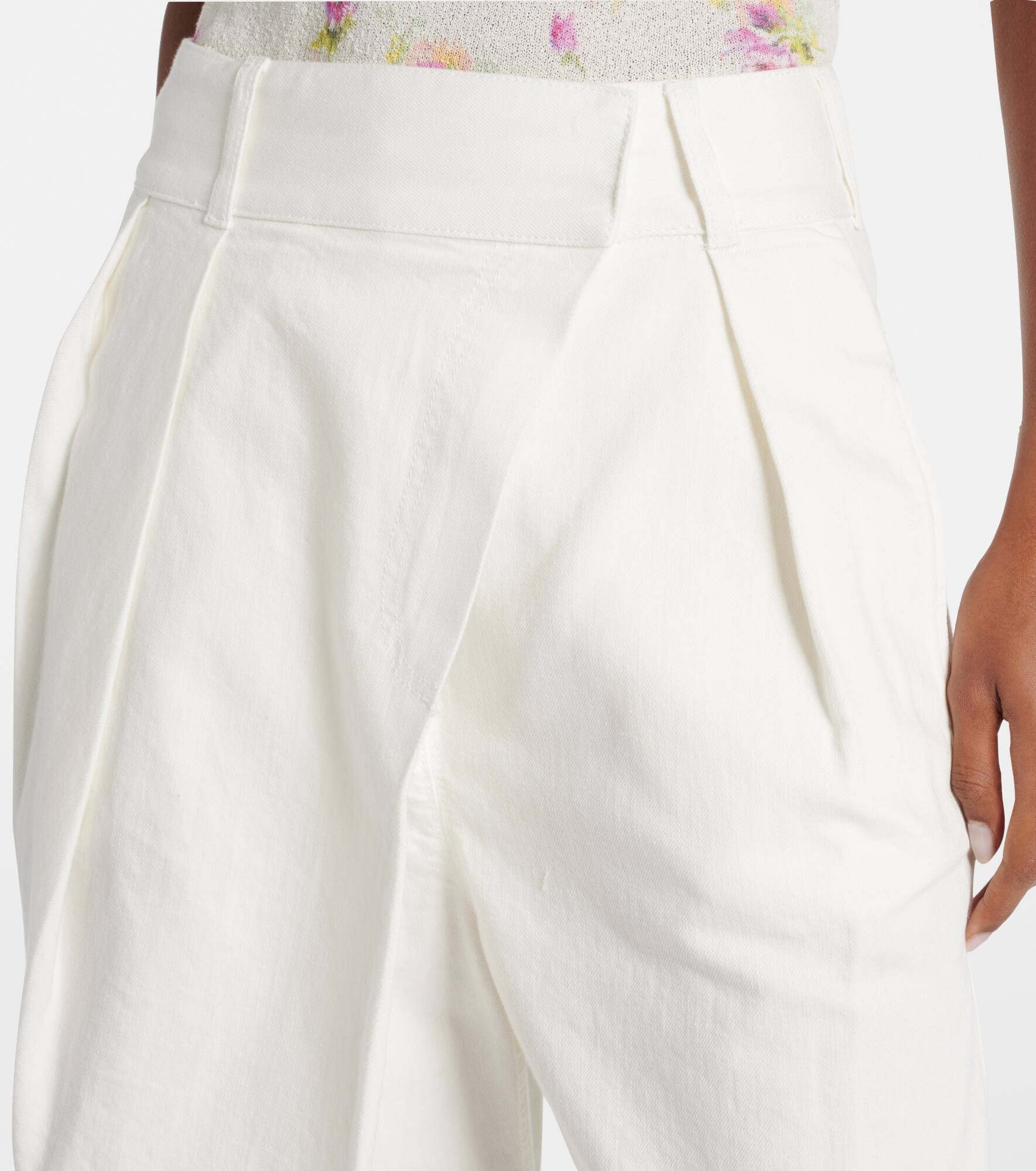 High-rise cotton twill wide-leg pants - 4
