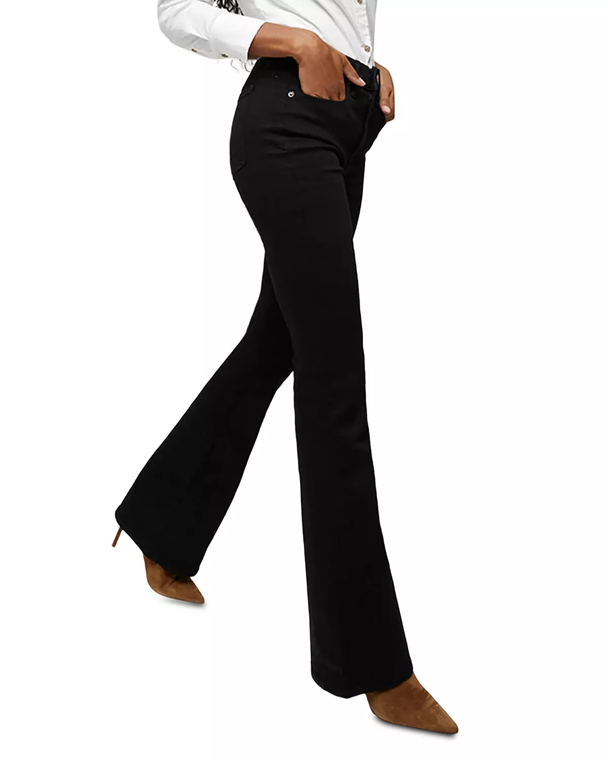 Beverly High Rise Skinny Flare Jeans in Onyx - 4