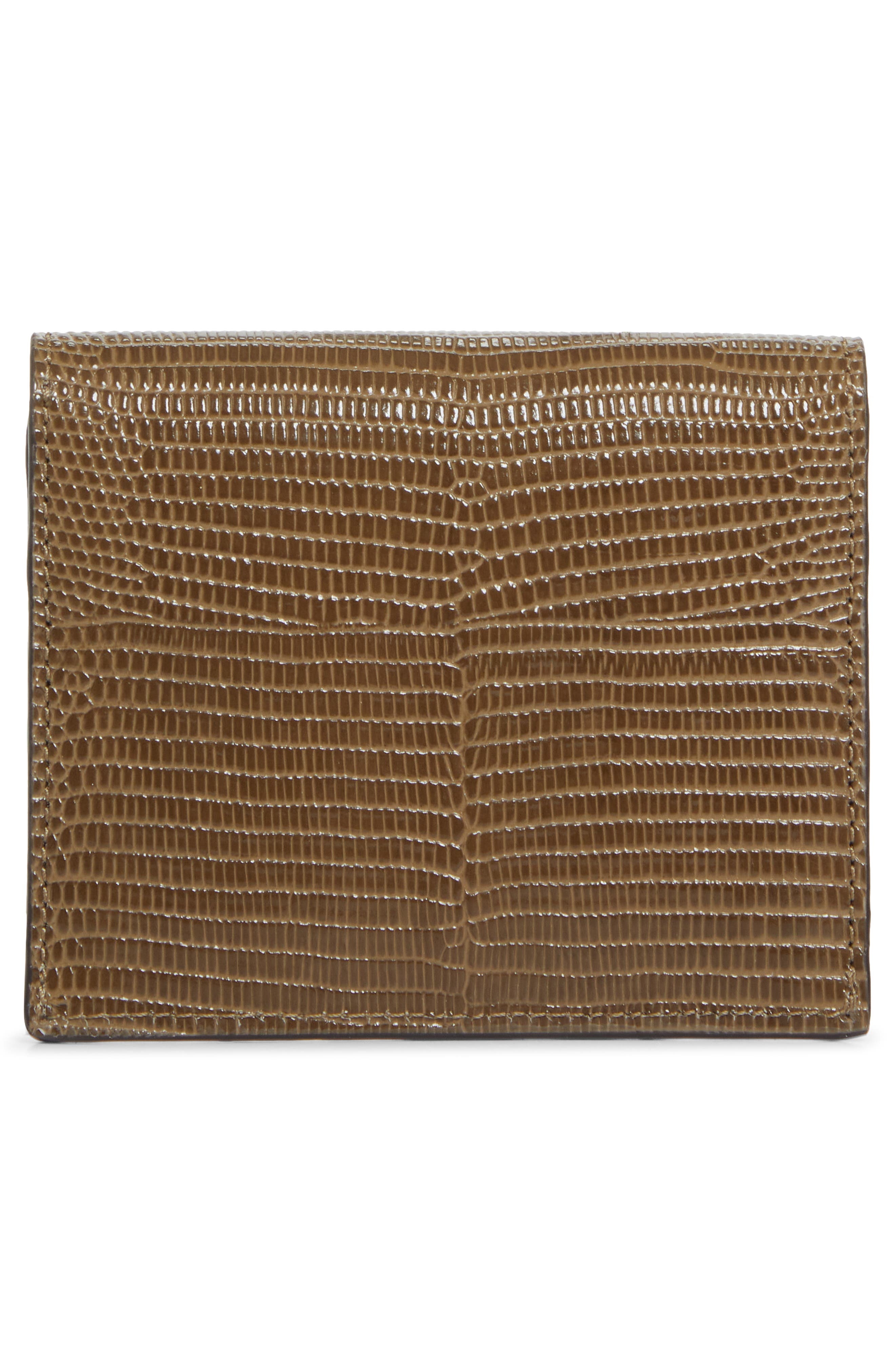 TOTEME T-Lock Lizard Embossed Leather Card Holder in Dark Olive at Nordstrom - 4