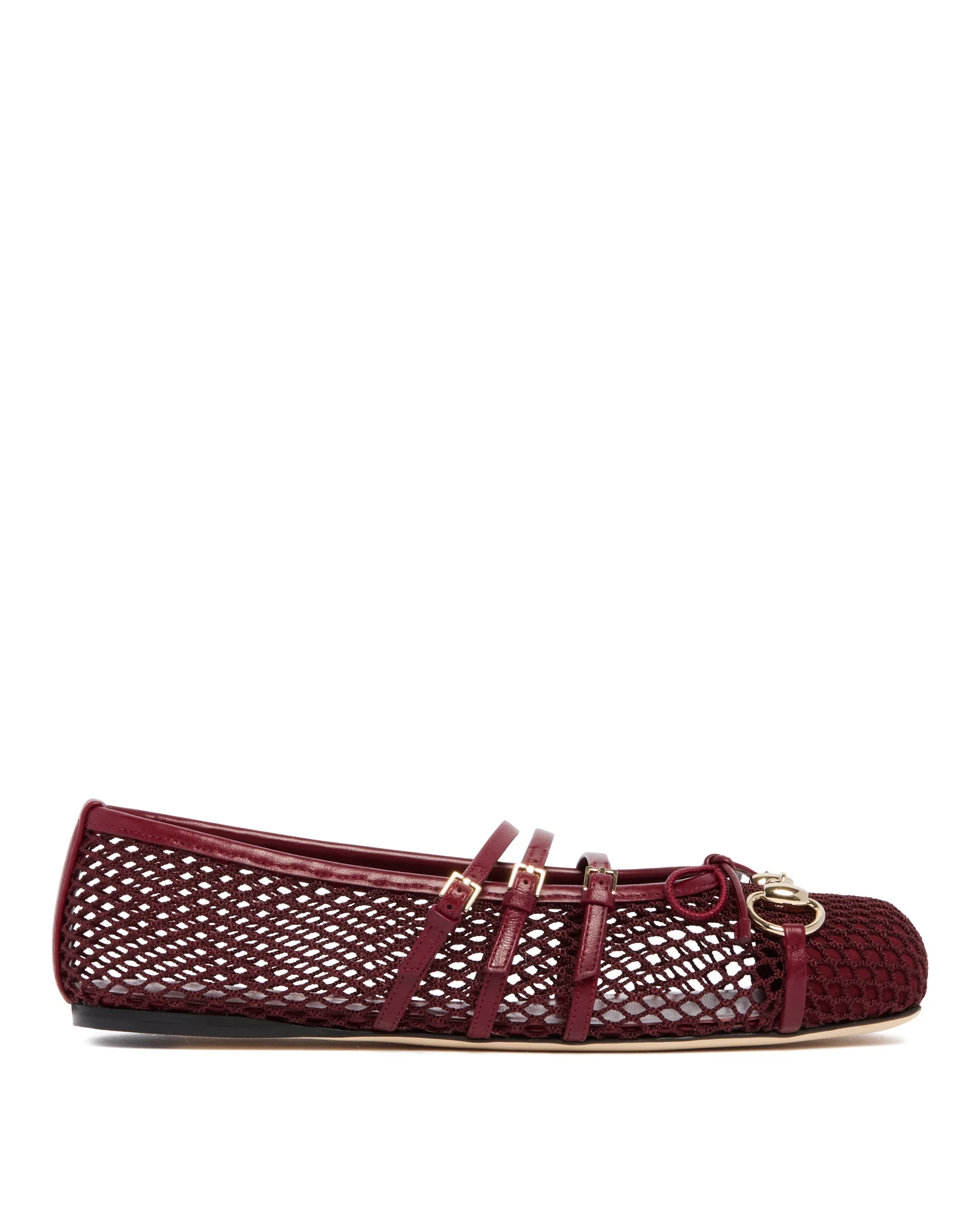 Red Mesh Ballet Flats with Horsebit - 1