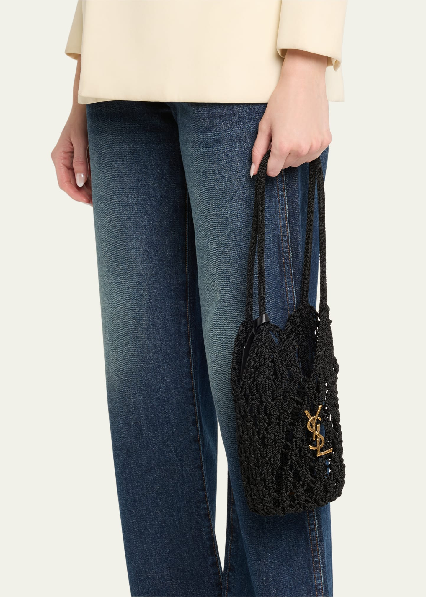 Small YSL Crochet Shopper Tote Bag - 2