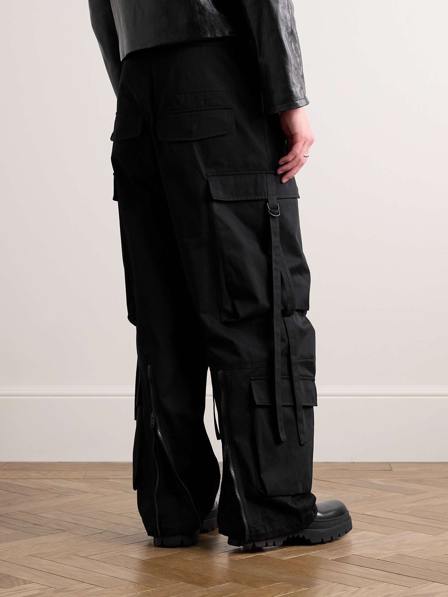 Wide-Leg Embellished Cotton-Twill Cargo Trousers - 4