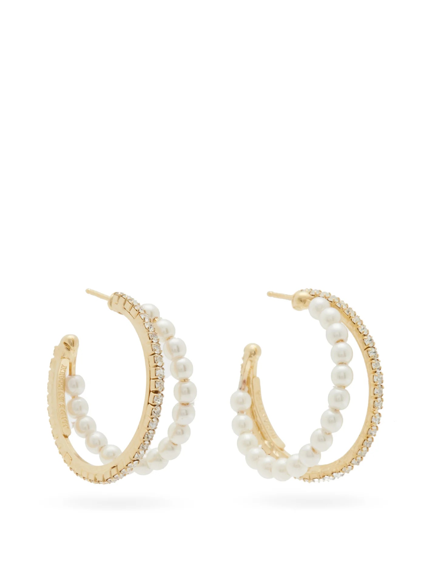 Nascondino crystal and faux-pearl hoop earrings - 1