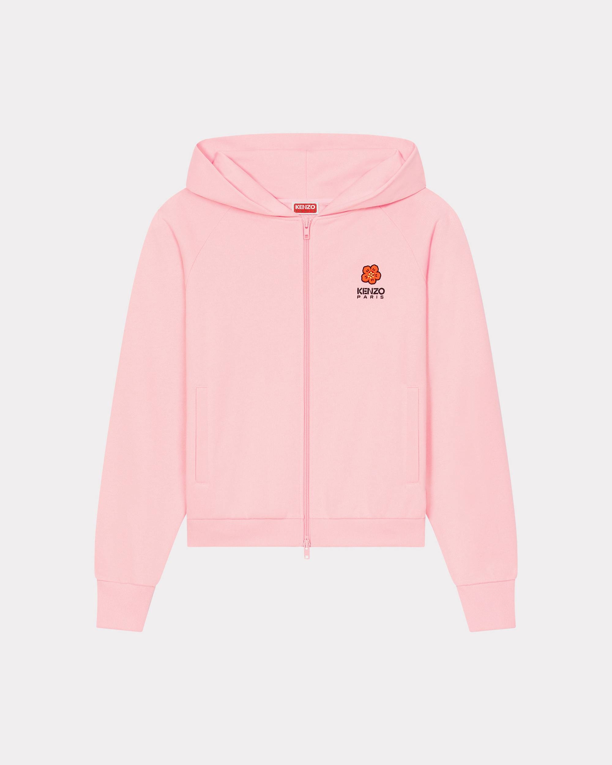 'Boke Flower Crest' hooded embroidered zip-up cardigan - 1