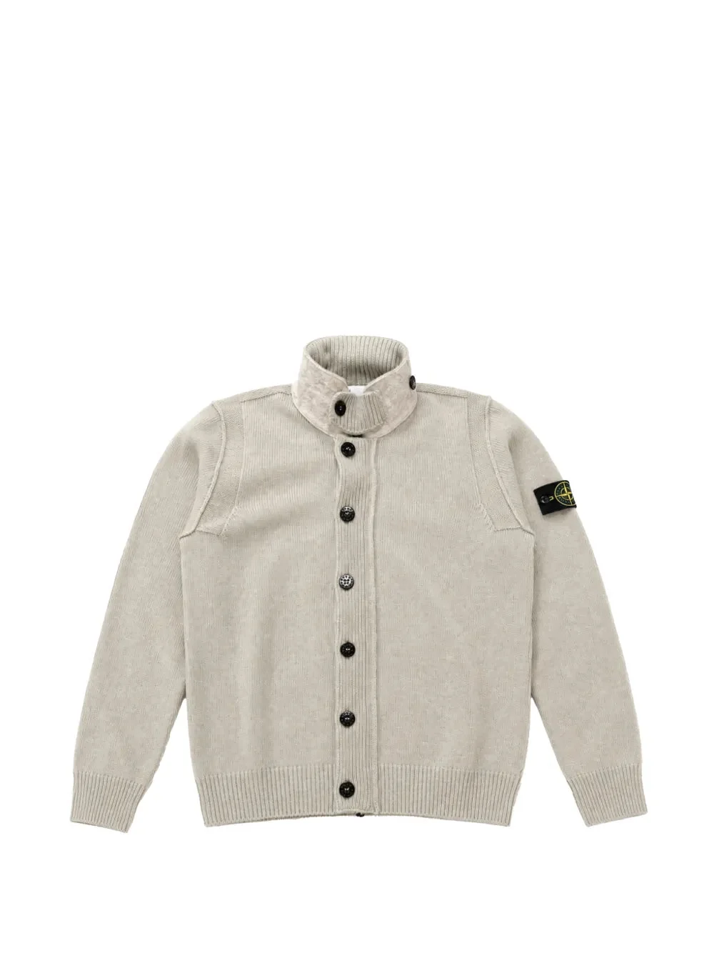 LOGO-PATCH BUTTON-UP SWEATER - 1