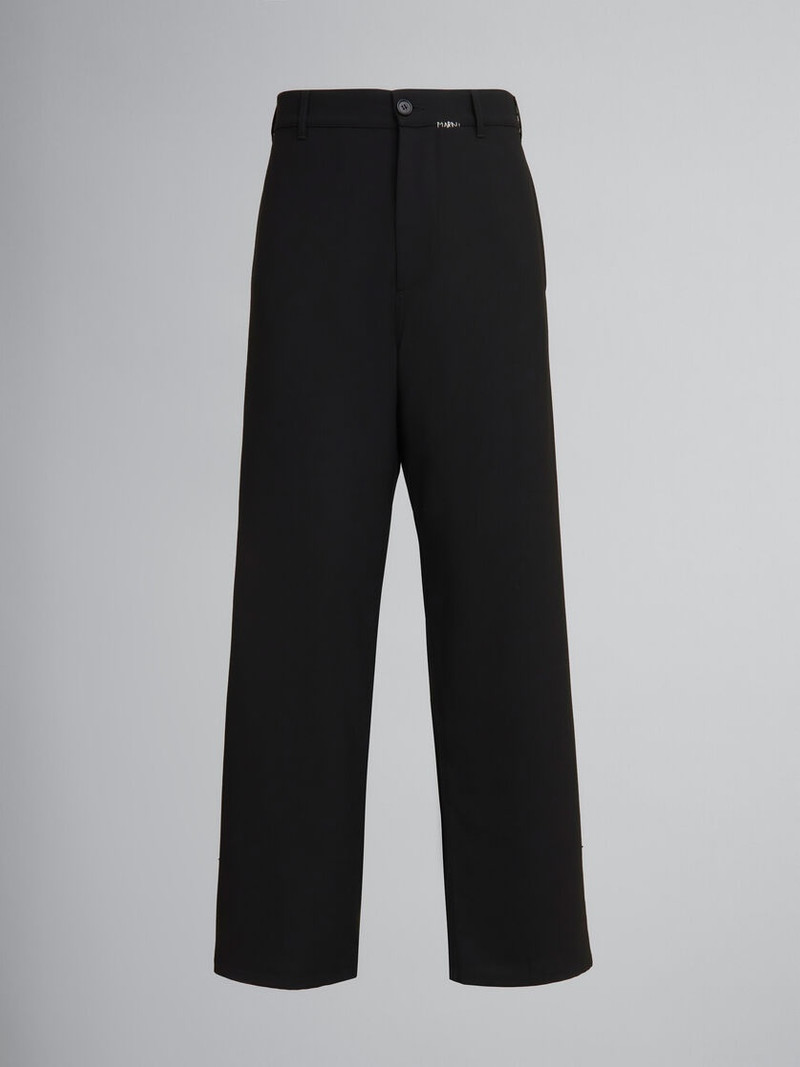 BLACK WOOL STRAIGHT-LEG TROUSERS WITH MARNI MENDING LOGO 1