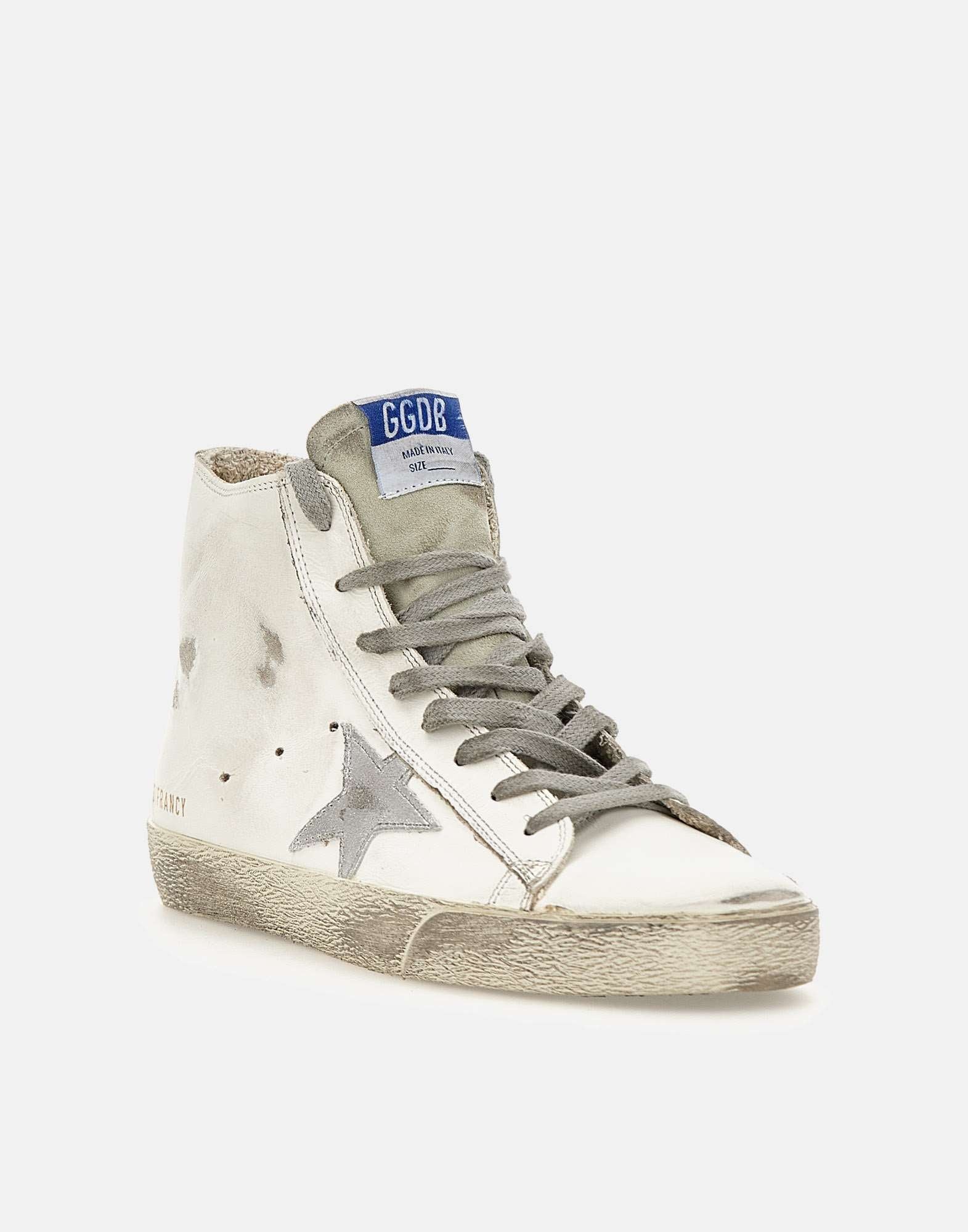 Golden Goose France Classic White Leather Sneakers With Metallic Star - 2