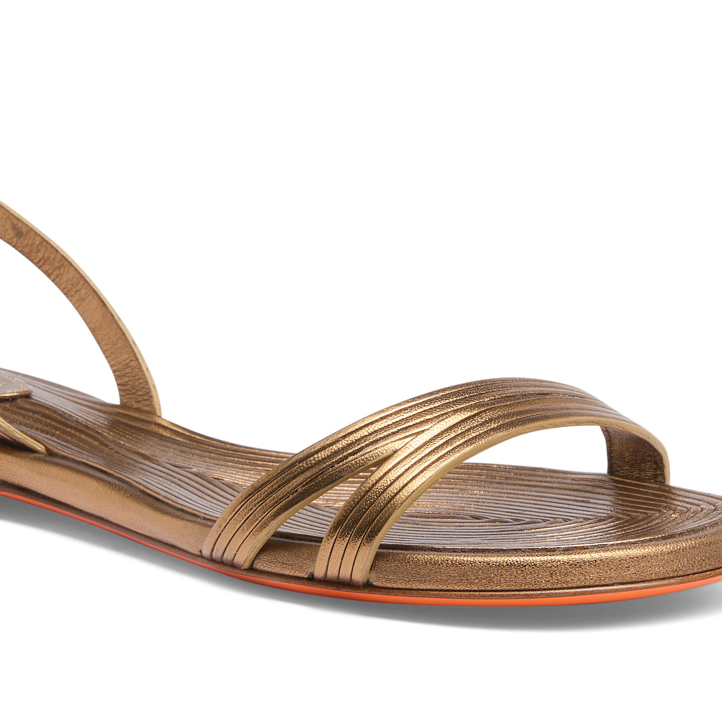 Women's gold leather sandal - 5