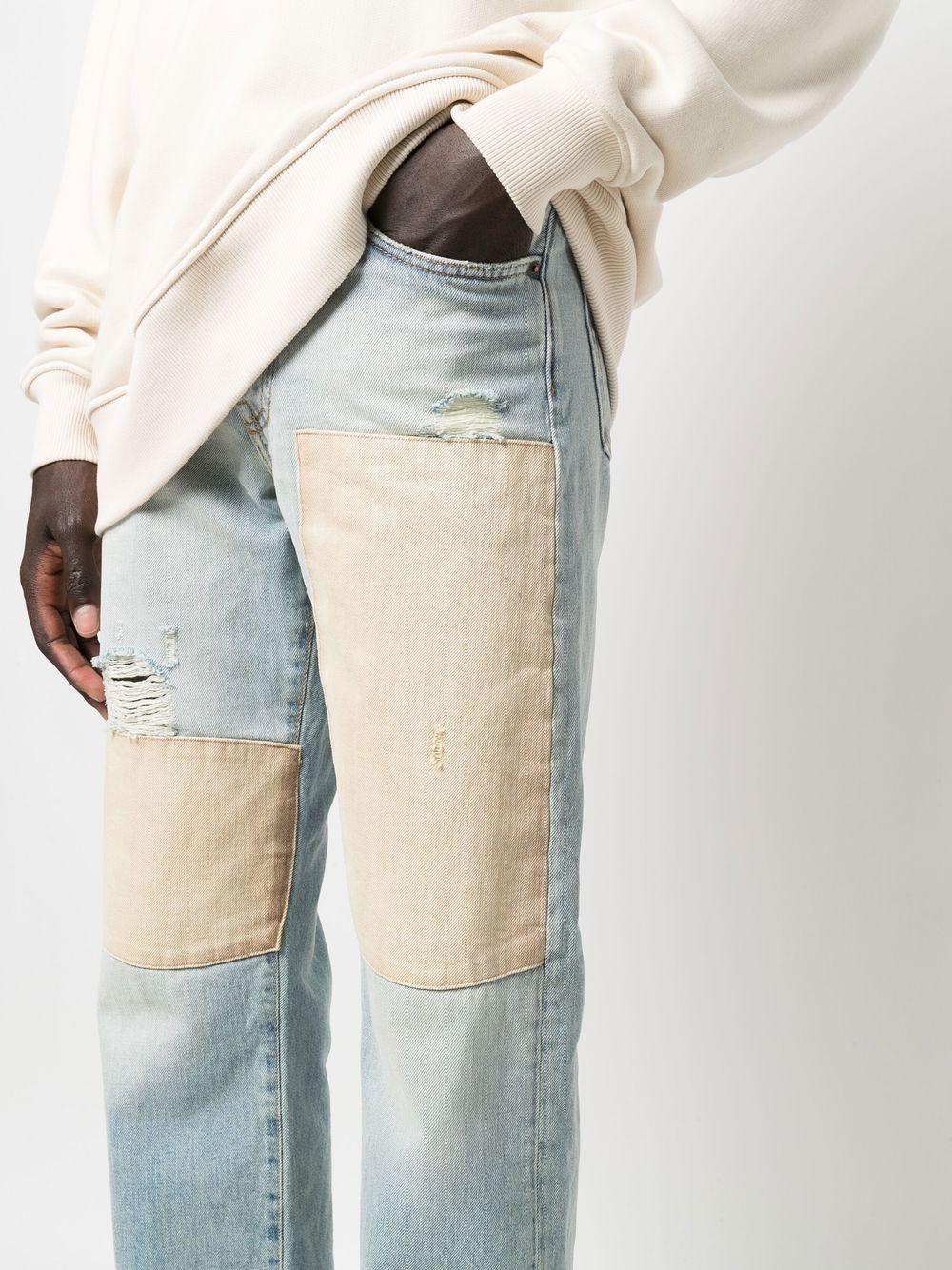 stonewashed straight-leg jeans - 5