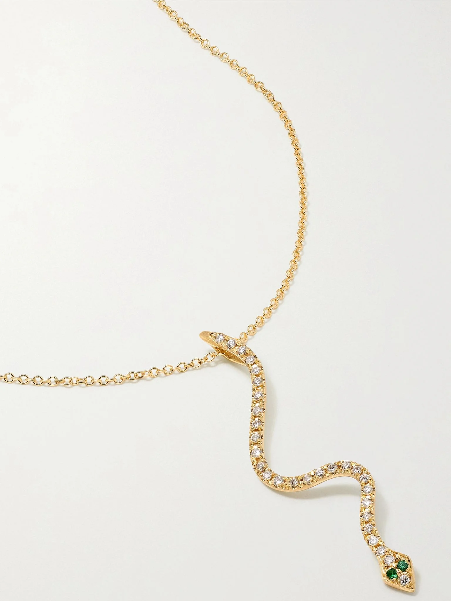 Lucky Snake 18-karat gold, diamond and tsavorite necklace Gold - 1