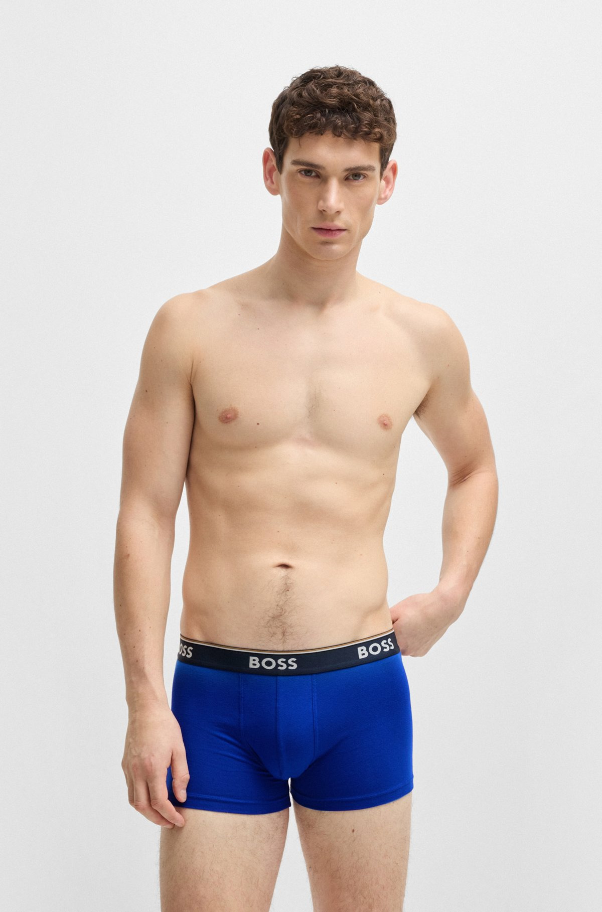 THREE-PACK OF STRETCH-COTTON TRUNKS WITH LOGO WAISTBAND - 7