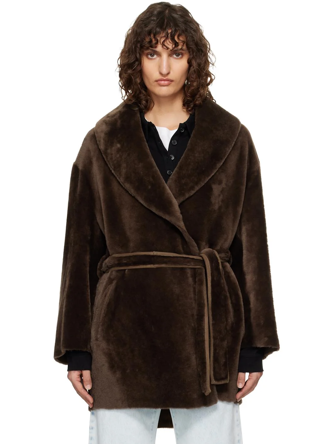Brown Seraphina Shearling Coat - 1