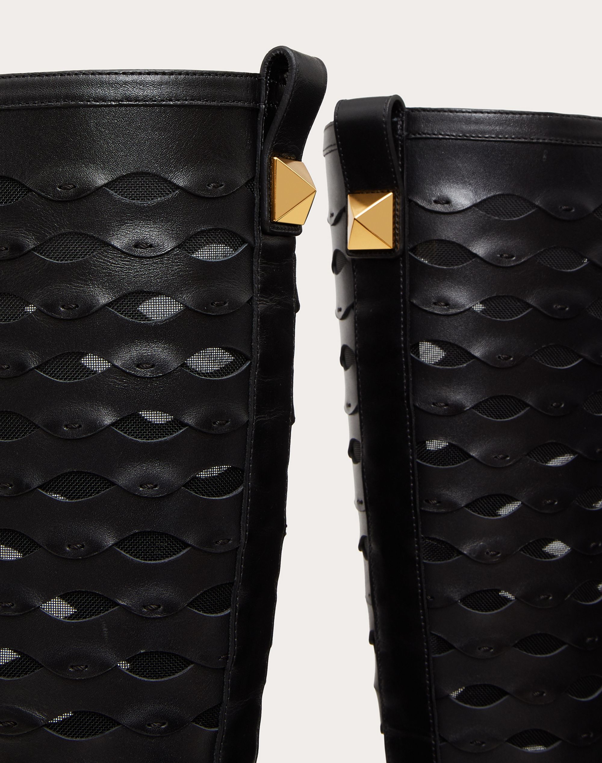 ROMAN STUD CALFSKIN BOOT WITH WAVE EMBROIDERY 50MM - 5