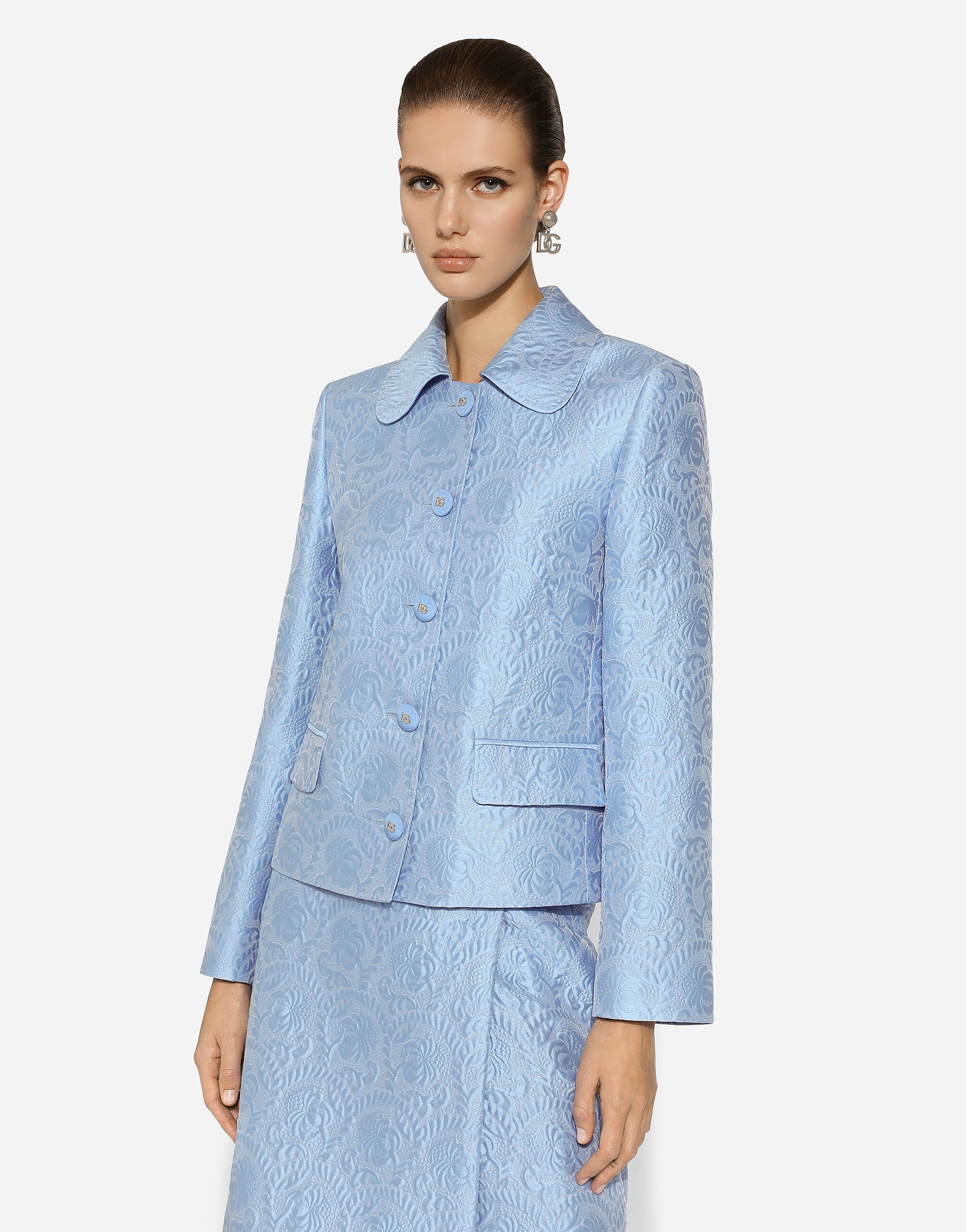Single-breasted floral quilted jacquard Gabbana jacket - 4