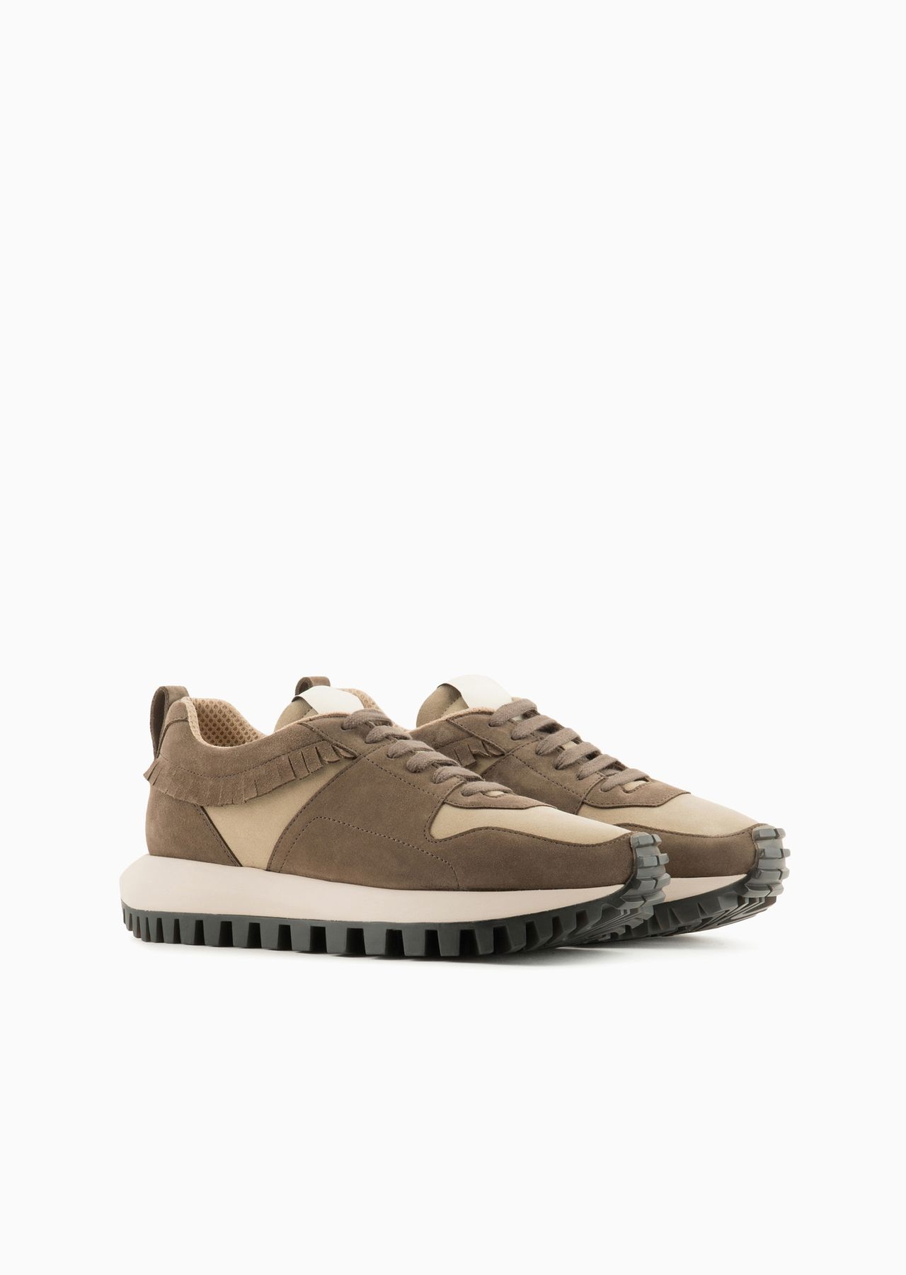 Emporio Armani Sustainability Values Capsule Collection suede sneakers with fringe detail - 2