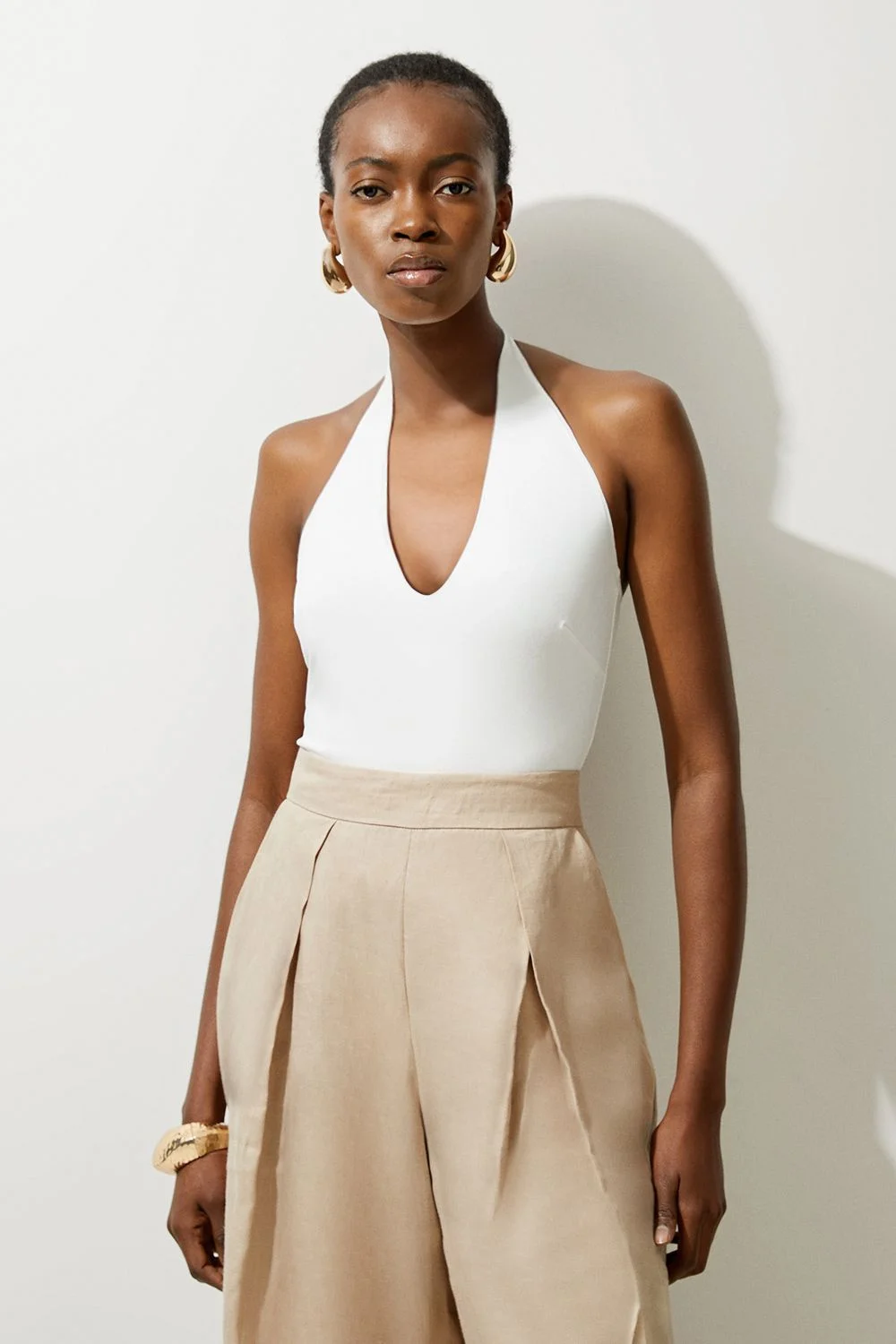 Stretch Cotton Jersey Halter Bodysuit - 1