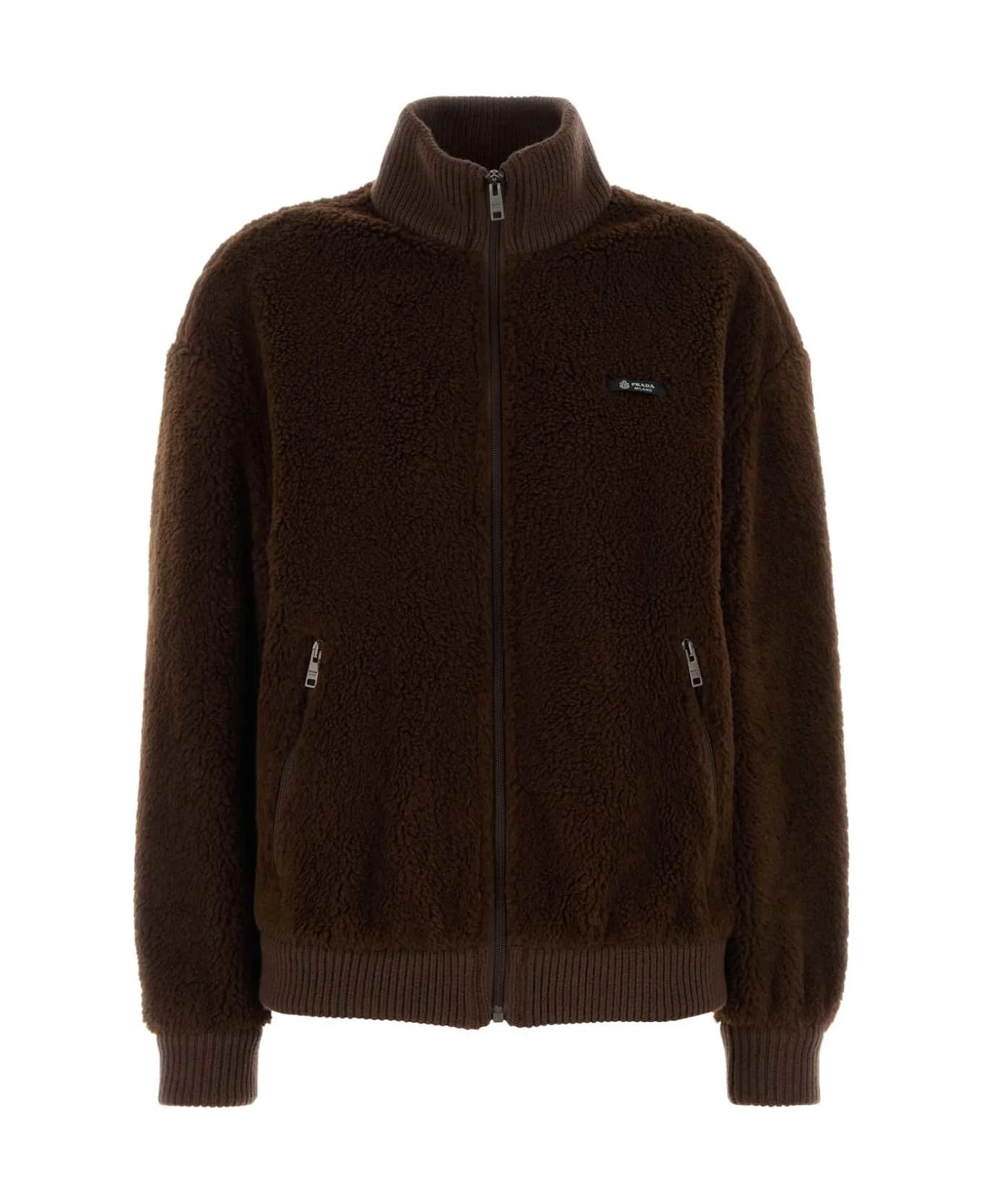Brown Pile Bomber Jacket - 1