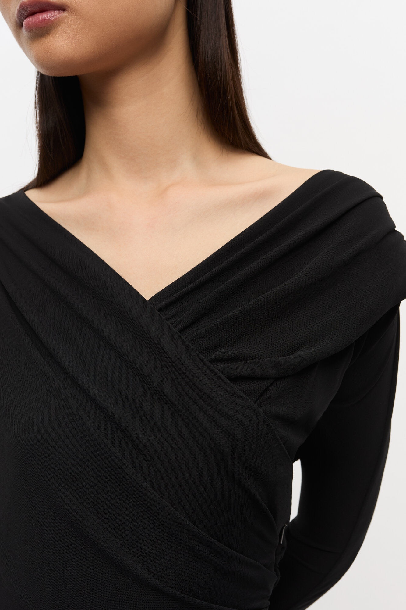 BLACK RUCHED DRESS - 5